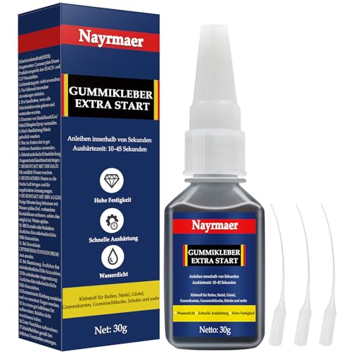 30g Gummikleber Extra Stark Wasserfest, Starke Bindung Gummi kleber Schwarz für Gummiprodukte, Reifen, Stiefel, Gürtel, Bastelarbeiten