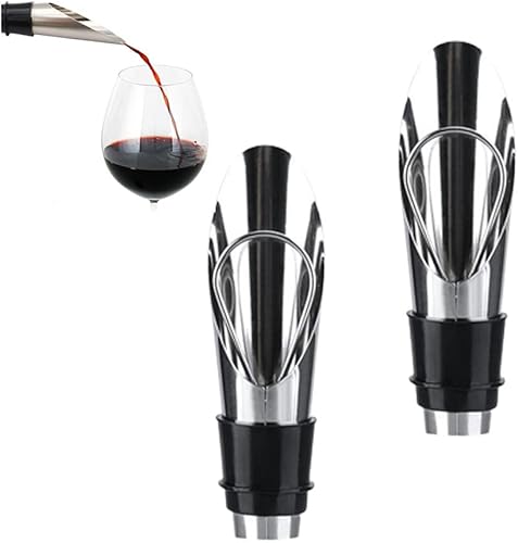 Aireador de vino de acero inoxidable para botellas de vino, vertedores y tapones de acero 2 en 1, tapón sellado de champán, vertedor de boquilla de
