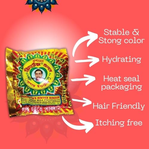 Image of Rintex Red Dry Sindur Powder 5g - Kolkata Kumkum for Puja (4 Pcs)