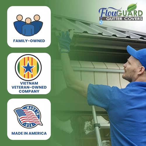 Image of FlowGuard USA Made Professional DIY 6 Inch 50-Year Gutter Cover System - Matte - Aluminum Gutter Guards - 22 Feet - by FlexxPoint