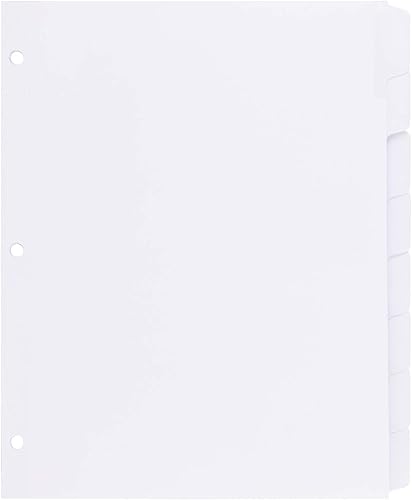 Tienda Basics Separador de carpetas de 8 pestañas, separadores de etiqueta blanca con fácil despegar, 1 paquete