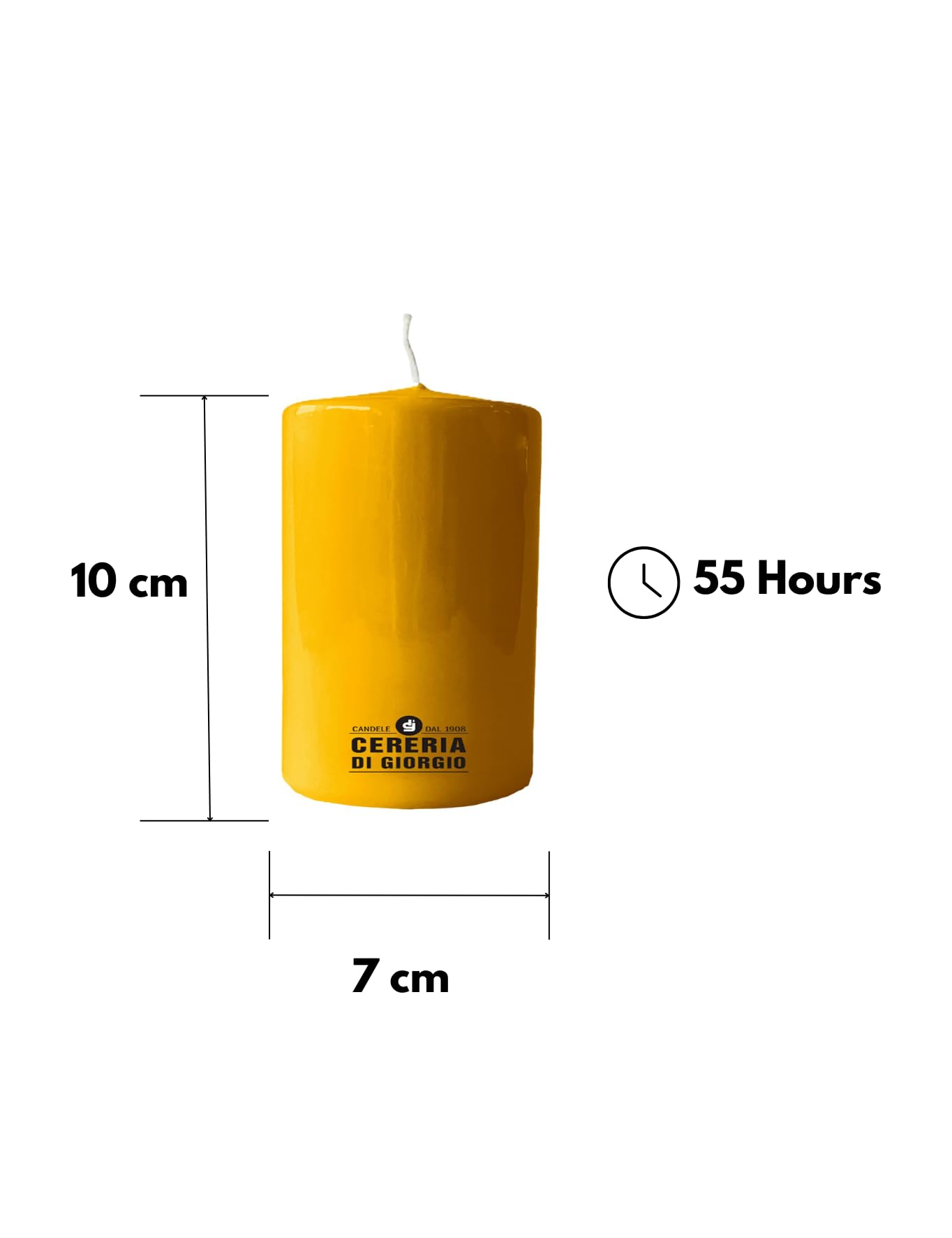 Vela diámetro 7 cm altura 10 cm - Mostaza