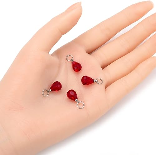 Miniatura 2 de 10 cuentas sueltas de piedra natal de enero de Adabele de 0.394 pulgadas con forma de lágrima austriaca y pera, cuentas de gota con anillos para