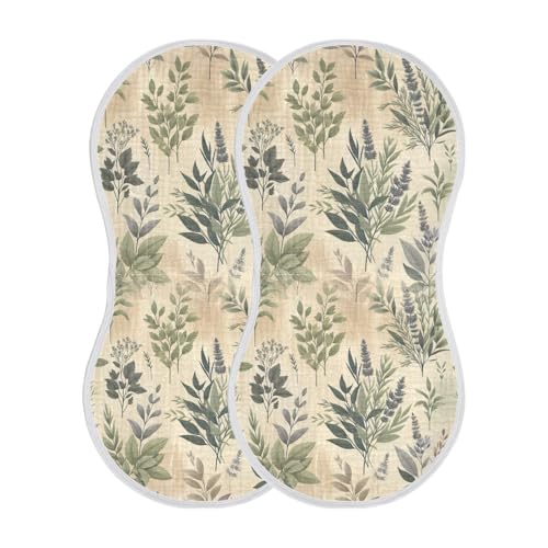 Muslin Baby Burp Cloths, Purple Wildflowers Cotton Soft Burp Cloths for Newborns​​, Extra Absorbent Burp Cloths 2-Pack​​, 22 x 11 Inch