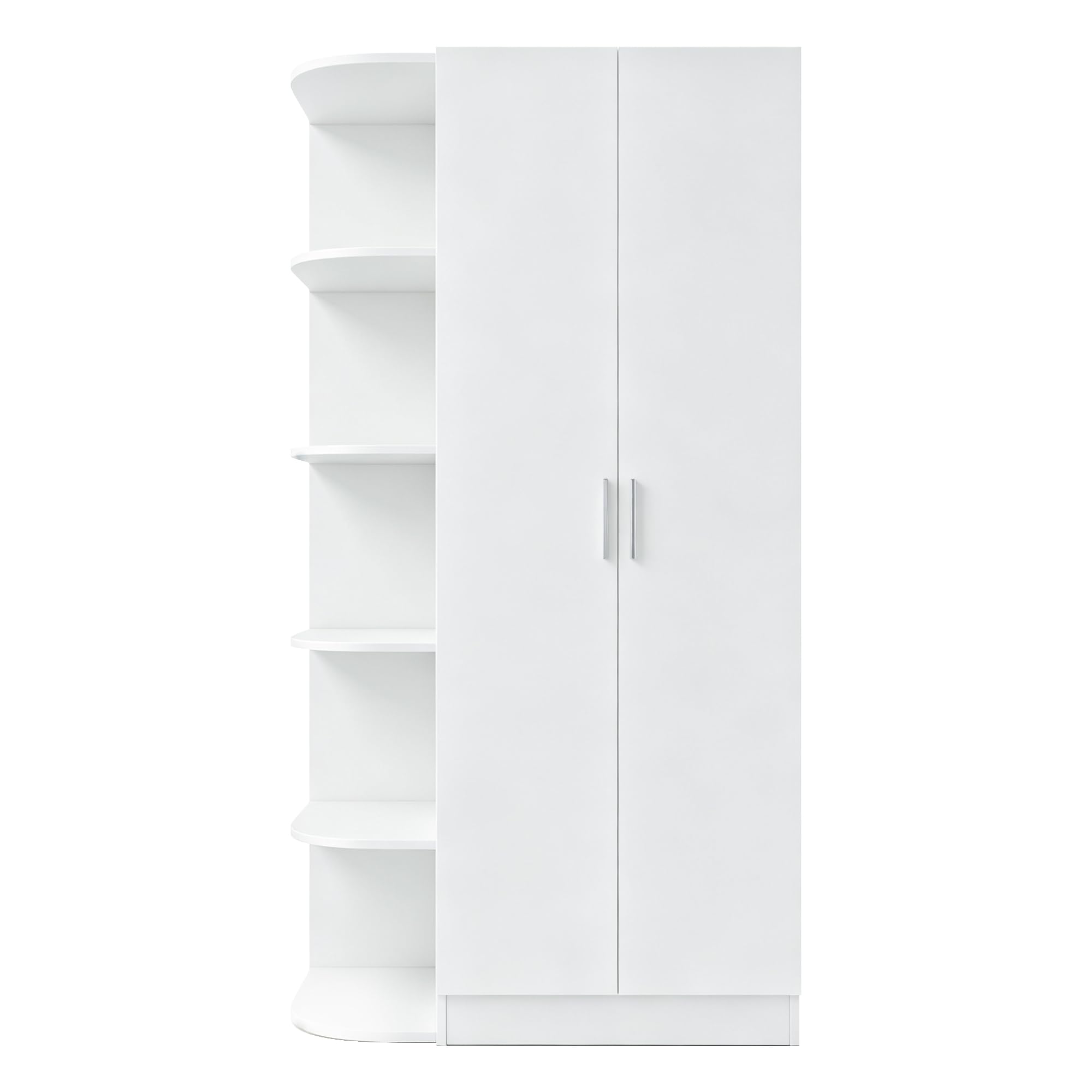2-türig Kleiderschrank mit Regalböden und Schubladen, Zweitüriger Schrank Garderobenschrank Mehrzweckschrank für Schlafzimmer, Kinderzimmer Flur & Büro, Weiß, 90x55x170 cm