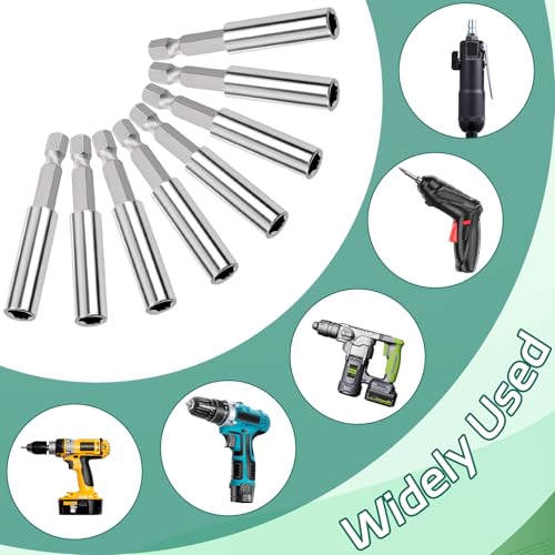 BEASAFY 8 Stück Bithalter Magnetisch, Schnellwechsel Bithalter 1/4, Edelstahl Bit Verlängerung Magnetisch, Bohrerbitbefestigung