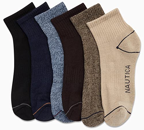 Nautica Mens Quarter Socks - 6 Pack Comfort Stretch Cushioned Moisture-Wicking Athletic Ankle Socks for Men (Sizes: 6-12.5)4