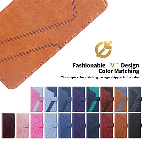 CIVICASE for iPhone 13 Wallet Case,Leather Flip Case [RFID Blocking] Credit Card Holder Folio Magnetic Stand TPU Shockproof Cover color matching for iPhone 13 (6.1