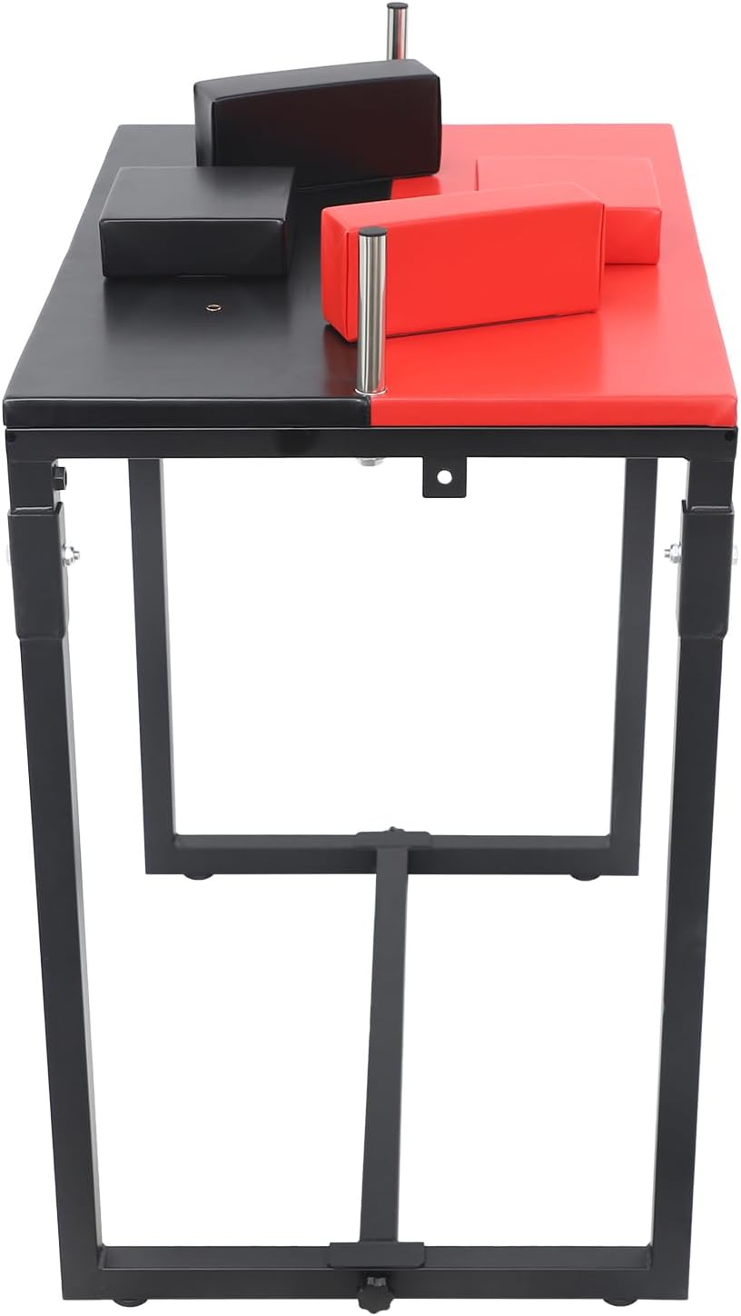 Arm Wrestling Table, Professional Tournament Arm Wrestler Table with Elbow & Forearm Pads, 39.3in Height, Foldable Battle Desk for Home Gym Fitness Training Competition, Black & Red
