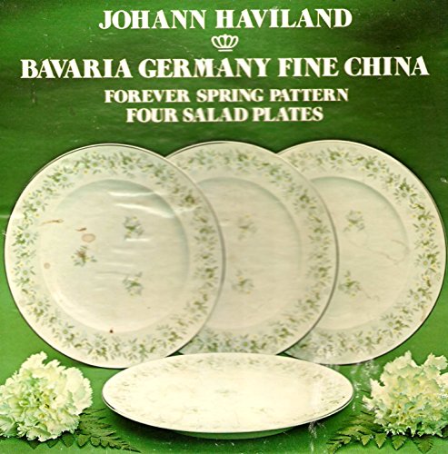 Johann Haviland Bavaria Germany Fine China Salad Plates: Forever Spring Pattern, Set of 4