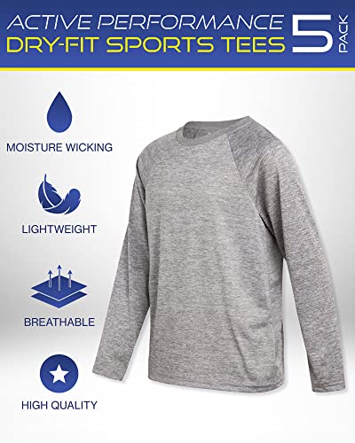 iXtreme Boys' Active T-Shirt - 5 Pack Performance Dry Fit Sports Tee - Lightweight Boys Athletic Shirts & Tees (16-18)2