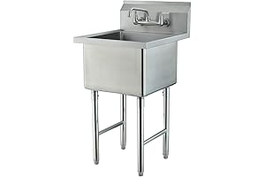 Free Standing Countertop Ready 304 Stainless Steel Utility Sink with Faucet and Drainer