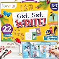 Funcils Learn to Write for Kids - Educational Toys & Games, Preschool & Kindergarten Learning Activities, Writing Practice Book, Birthday Gifts for Girls and Boys for Ages 3, 4, 5, 6 Year Old