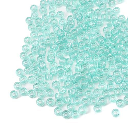 Image of Gxueshan 1000 Pcs Acrylic Plastic White Pony Beads 6x9mm Bulk Kandi Beads for Friendship Bracelet Necklace Jewelry Making Pens Hair Braiding Kit (transparentshallow)