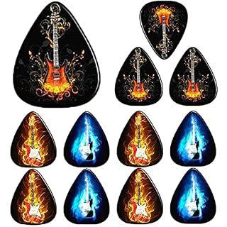 Lot de 12 Médiators pour Guitare, Médiators Guitare en Celluloïd, 3 Epaisseurs: 0.46/0.71/0.96 mm, Plectrum Guitare pour… - Les Beatles, Paul McCartney, John Lennon, RIngo Starr, George Harrison