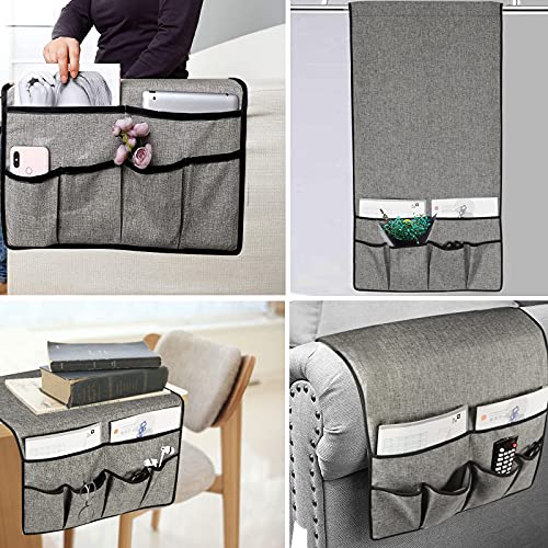 Premium Remote Holder For Couch Storage Organizer, Non Slip Armrest Armchair Caddy, Arm Caddies For Recliners Accessories, Thick Rest Cover Pockets For Tv Control Book,Large 19X35 Inches, Dark Brown #TOP2