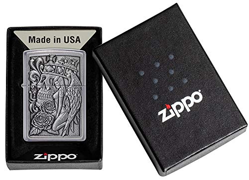 Encendedor Zippo Skull and Angel Emblem Chrome miniatura 6