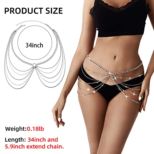 Rhinestone Body Chains Jewelry For Women And Girls Sexy Belly Waist Chain Bikini Beach Accessories Suitable for a Variety of Carnival scenes2