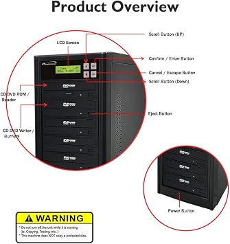 Vinpower Digital Standard Series 1 to 11 Target 24 x DVD CD Disc Duplicator Tower SATA Optical Drives - Black