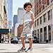 Klyatpxoen Size 9 10 Years Teen Boys Summer Clothes 2PCS Color Block Camo Hooded Sleeveless Tee Tops & Casual Shorts Set Fashion Boys Summer Clothing Sets Grey(9-10Y)