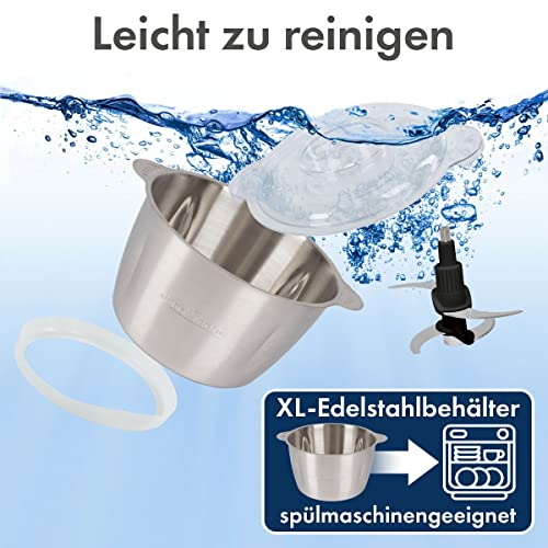 Foto von ProfiCook® Multizerkleinerer | elektrisch | Ice Crush-Funktion | Gemüseschneider | zerkleinerer | 1,7L Edelstahlbehälter | Kombimesser für 2- oder 4-Klingenbetrieb | PC-MZ 1227