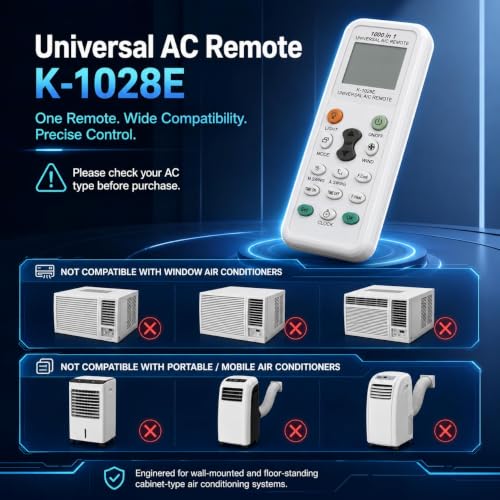 Miniatura 3 de Mando Aire Acondicionado Universal K-1028E 1000 en 1 Pantalla LCD | Cuenta con Temporizador, Reloj y Refrigeración Rápida, Compatible con LG, Samsung, Gree, Toshiba, Haier, Midea y Más Marcas
