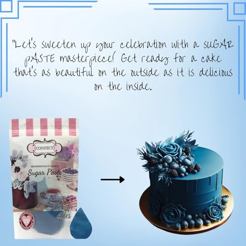 Image of Confect Royal Blue Sugar Paste Fondant | Easy-to-Roll Edible Fondant for Cake Decorating | Smooth Finish Fondant | Chef's Choice for Cake Toppers & Decorations | Vegan, Gluten-Free, Nut-Free, Palm Oil-Free- 1 Kg
