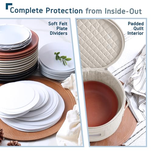 Image of Hearth & Harbor 4 Piece Dish Storage Containers, China Storage, Cream