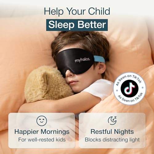 Image of MyHalos Kids Sleep Mask, 3D Blackout Eye Mask for Kids, Girls & Boys | Sleeping Mask for Kids, Blindfold, Zero Pressure, Lightweight & Breathable, All Ages & Genders, Memory Foam, Travel Ready