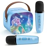 Kids Karaoke Machine for Kids Frozen Toys for Girl Gift, Mini Karaoke Machine with 2 Wireless Microphones Ages 3,4,5,6,7,8,9,10,11,12+ Year, Microphone for Kids Christmas or Birthday Toy Gift (Blue)