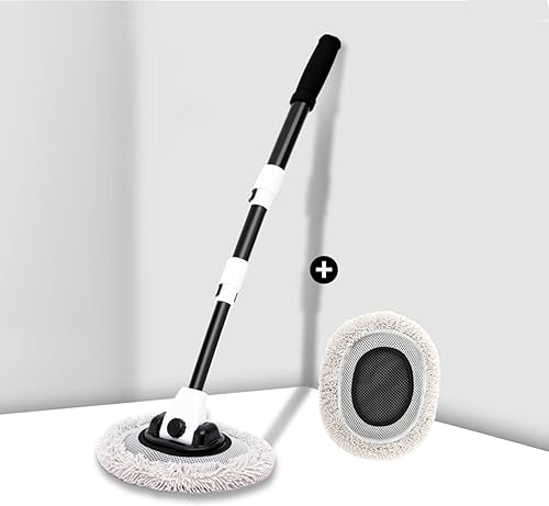 Ajxn Fregona con cepillo de lavado de coche de 44 pulgadas con mango largo diseño curvado de 15 grados tres secciones ajustables kit de suministros