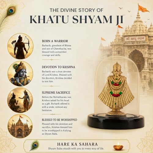 Image of Astrotalk Khatu Shyam Murti with Dome | Shyam Baba Idol for Protection, Peace & Positivity | Home Decor for Living Room, Office Desk & Pooja Room | Car Dashboard God Idol | Housewarming Gift