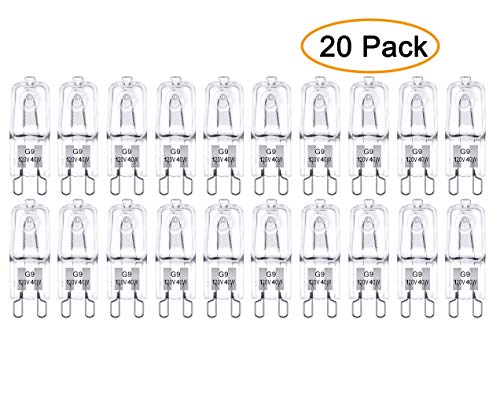 GCOA 20 pack Lampadina Alogene 120 V G9 base bi-pin, Bianco caldo, 40 W T4 Jcd lampada