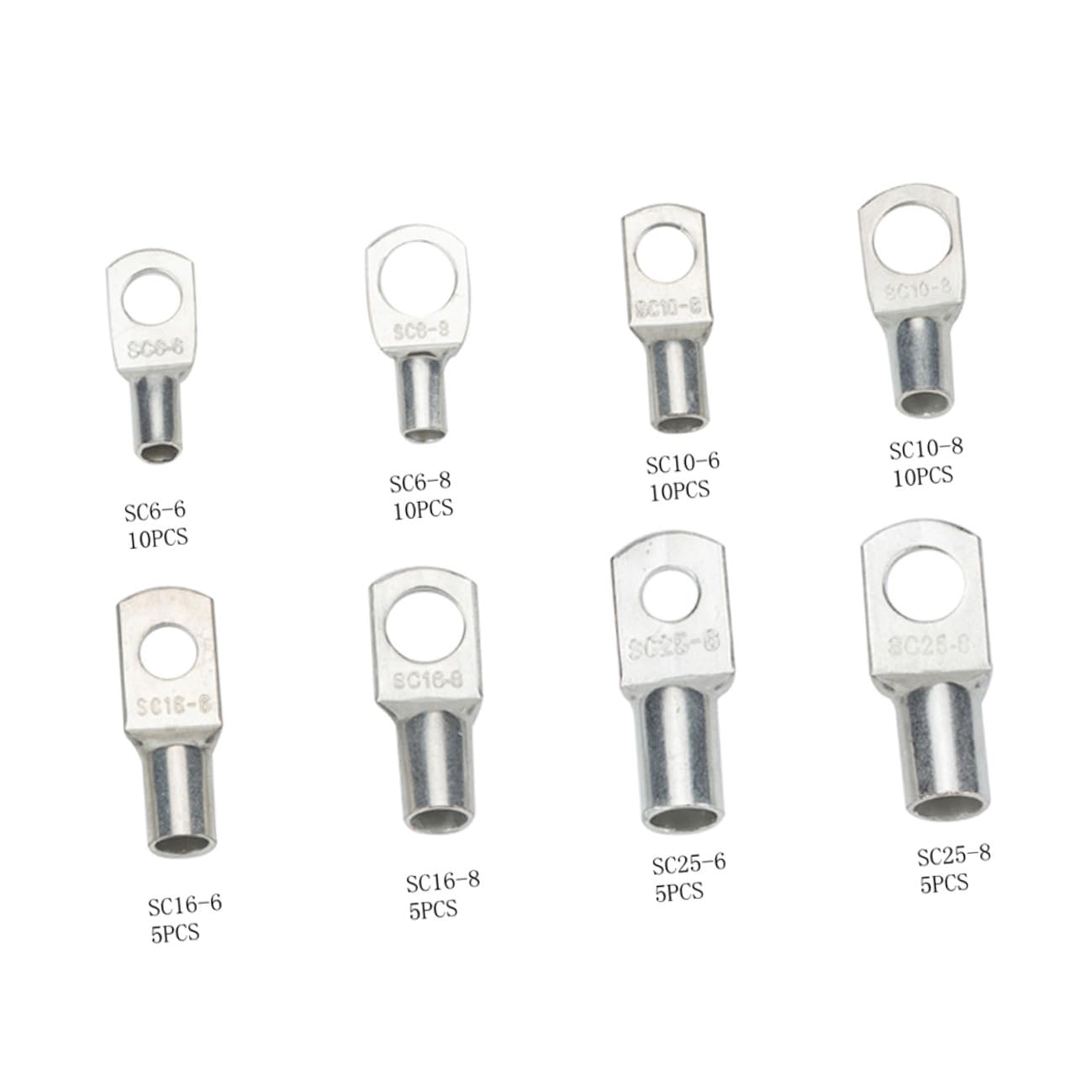 120 pezzi Kit 120 pezzi Terminali ad Anello in Rame Stagnato Morsetti Elettrici da Crimpare per Batterie e Cavi Connettori Tubo in Rame per Auto Barche e Impianti Domestici