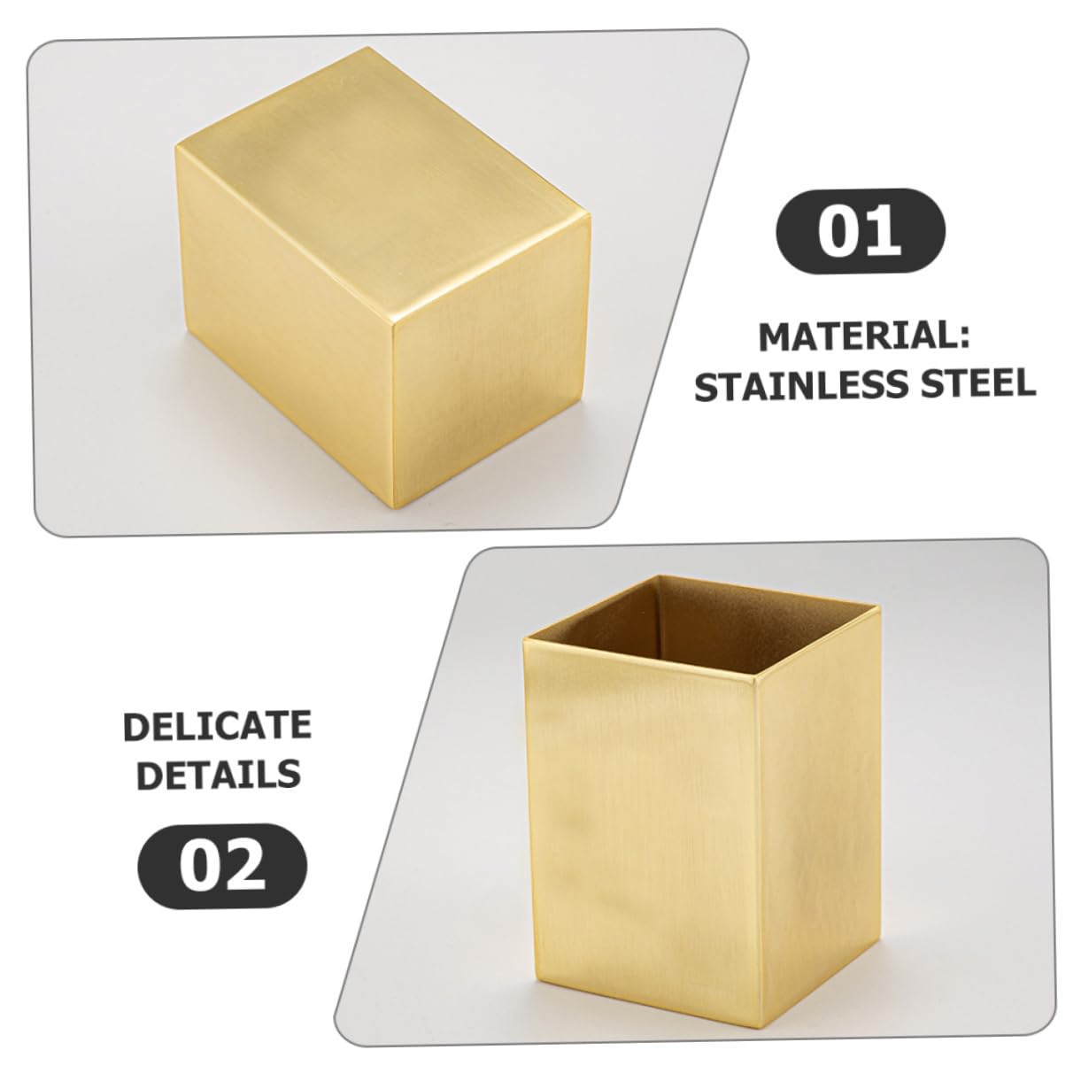 Portalápices Organizador de Bolígrafos y Brochas de Maquillaje de Acero Inoxidable Dorado para Escritorio Estructura Resistente