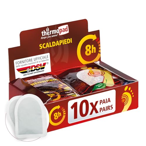 THERMOPAD scaldapiedi adesivi - 10 paia - piedi caldi per 8 ore - attivati a contatto con l'aria - cuscinetto termico - solette termichi per il sport all'aperto