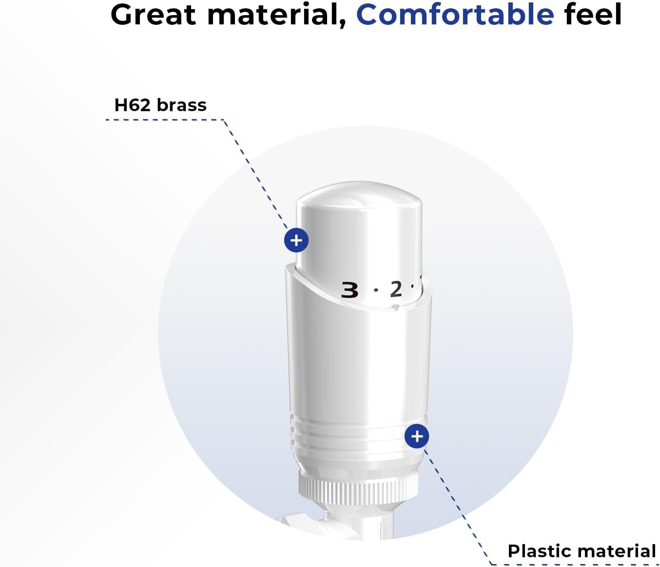 hep Online, valvola termostatica per radiatore 1/2 "× 15 mm, angolata con detentore, set termostato TRV, ottone H62, a risparmio energetico (angolo bianco TRV)
