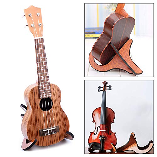 Ukulele Stand Universal Wooden Thicken Plywood X-Frame Style Portable String Instrument Holder for Mandolins Banjos Violins with Alloy Capo Gift (Ukulele Stand)