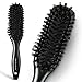 Brosse à cheveux étroite en poils de sanglier - pagaie en bois noir - accessoires cheveux pour tous types de cheveux