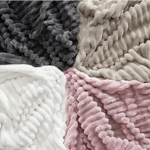 BEDSURE Kuscheldecke Flauschig - Wolldecke & Fleecedecke, Sofadecke, Weiche Warme Grobe Korddecke für Zimmer Deko, Wohn- & Kuscheldecken, Tagesdecke, Rosa, 150 x 200 cm