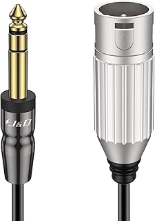 J&D 1/4 to XLR Cable, Copper Shell 6.35mm (1/4 inch) TRS to XLR Cable Male to Male XLR to TRS 6.35mm 1/4 Cable, 0.9 Meter