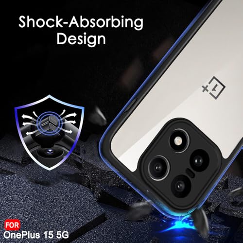 Image of TheGiftKart Hybrid Shockproof Back Cover Case for OnePlus 15 5G | Camera Protection Module | Hard Back Cover Case for OnePlus 15 5G (PC & TPU, Transparent Clear Back, Black Sides)