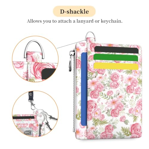Image of Hancynir Flower Floral Slim Wallet Women Credit Card Holder RFID Small