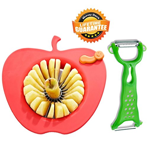 Corer Slicer Peeler and Divider Set Cuts 20 Thin Apple Slices For Kids Onion Slicer for Vegetables Tomato Potato Slicer with Bonus Julienne Peeler Slicer Zester Kitchen Gadgets - Thumbnail 6