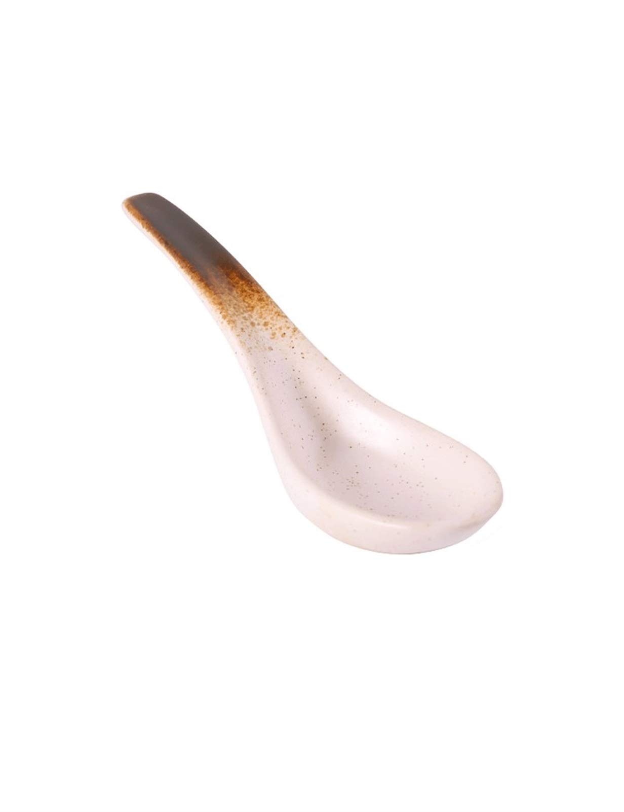 Cuillère à soupe style japonais en céramique blanche et plate pour dîner