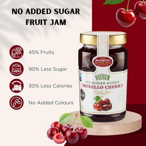 Image of Stute No Sugar Added Diabetic Morello Cherry Extra Jam, 15.17 oz ℮ 430 g