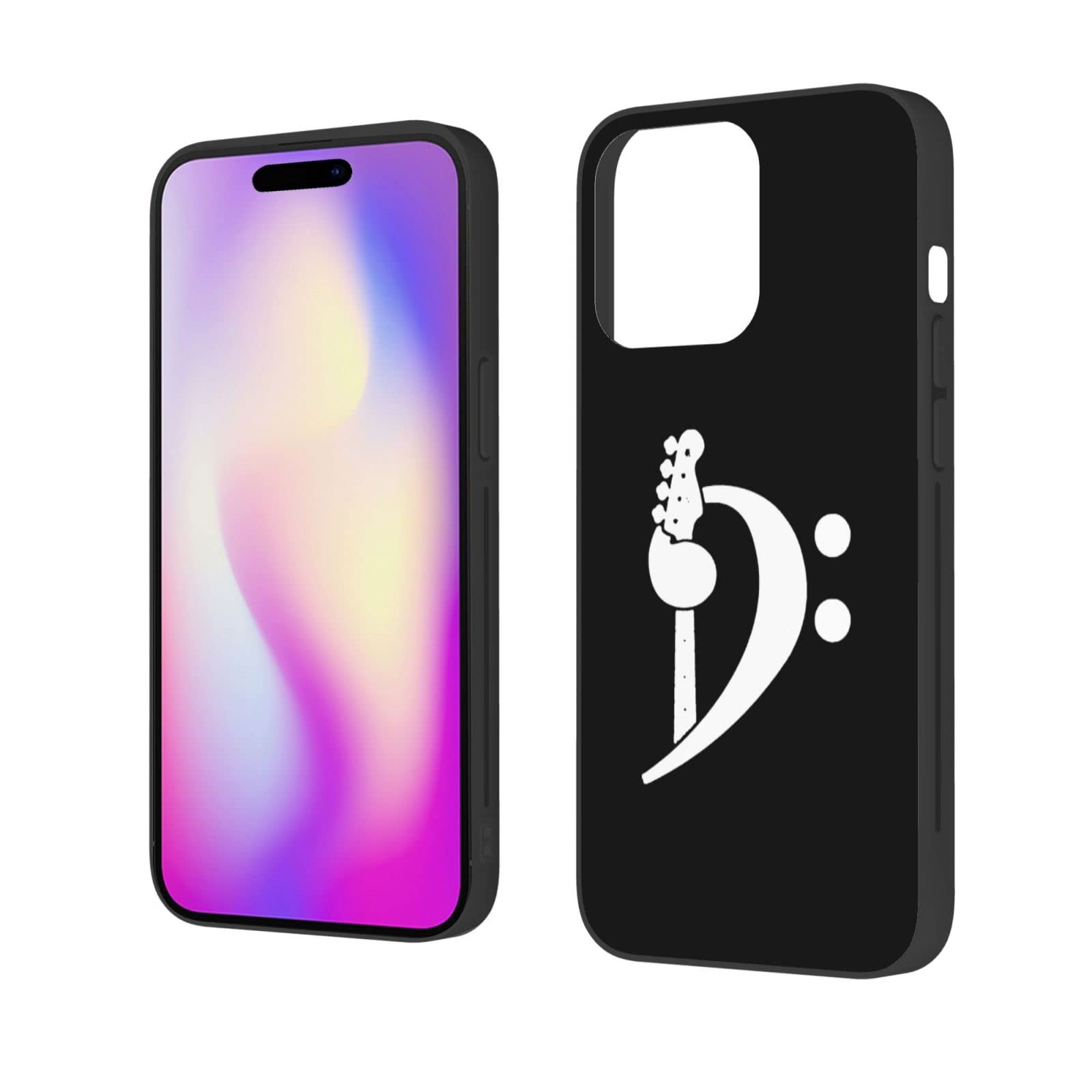 Bass Clef Bass Guitar Specially Designed for iPhone 14 Pro Max Protective Case-14 Pro Silicone Protection 6.1/6.7 in Mobile Phone Case Black