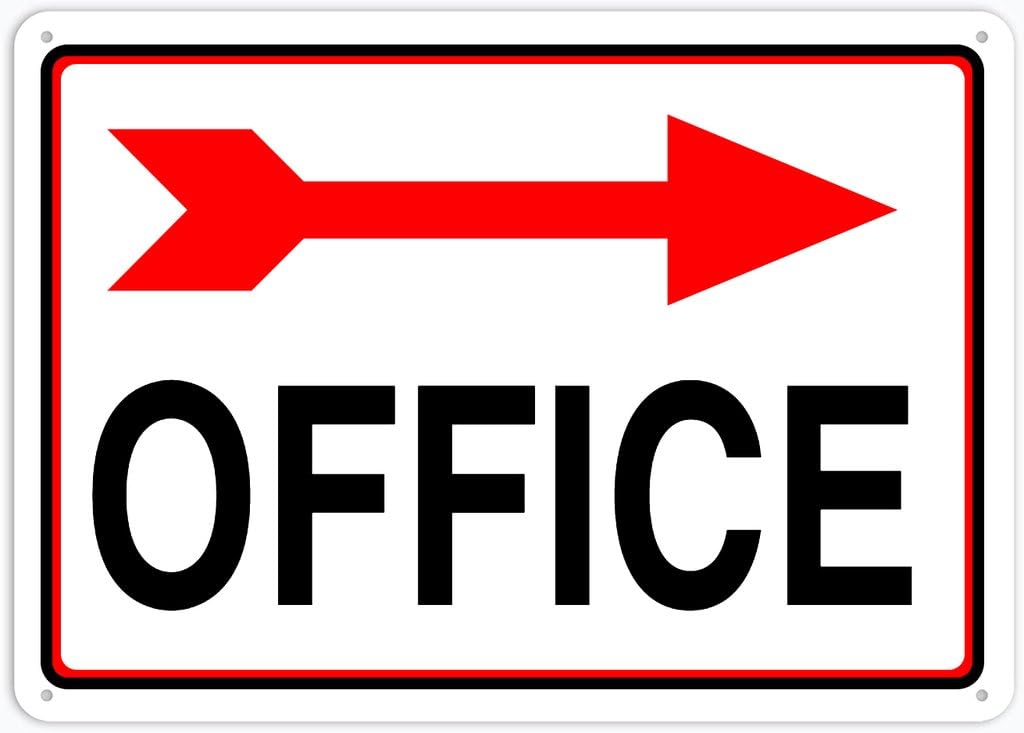 8"x12" Rust Free Aluminum Metal Sign - Office Right Arrow Above - Weatherproof, Heavy Duty - For Home & Business