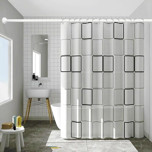 Image of Umimile Shower Curtain Rod, 1 Inch Diameter Adjustable Spring Tension Curtain Rod, 304 Stainless Steel Shower Rod for Bathroom, Windows, Never Rust Non-Slip (White, 42-70 inch)
