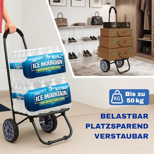 Allyson® Einkaufstrolley klappbar mit Reflektoren & Kühltasche, Einkaufswagen 45L Kapazität, Wetterfester Shopping Trolley, Treppensteiger Trolley mit Geräuschlosen Rädern & Abnehmbarer Tasche - Blau – Bild 4